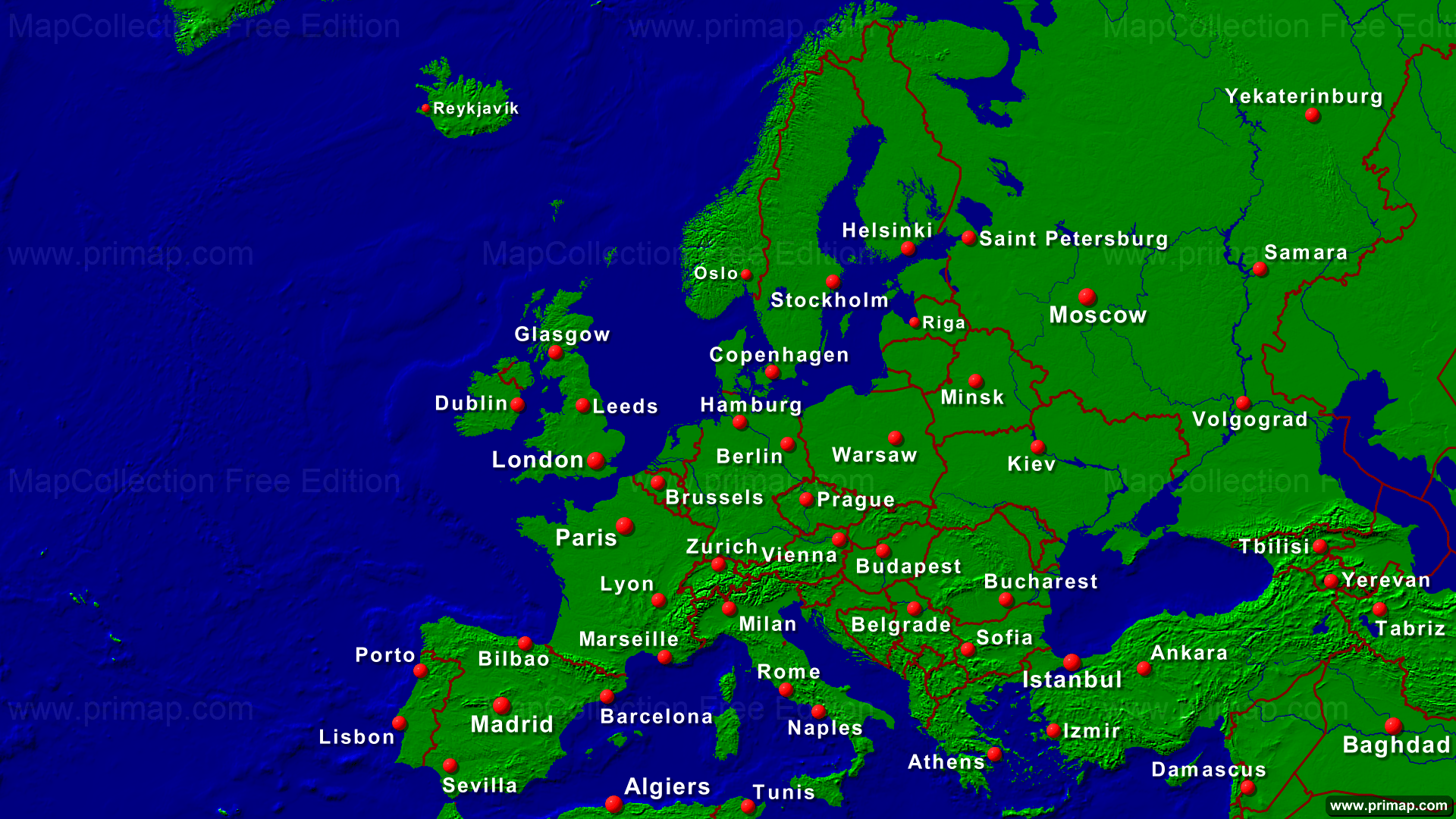 1080 Map Of Europe primap Continental maps